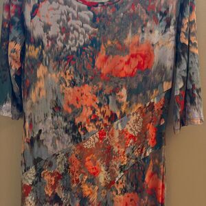 Soft Surroundings SZ Medium Maxi Dress Watercolor  Cottage Core Peasant Beach
